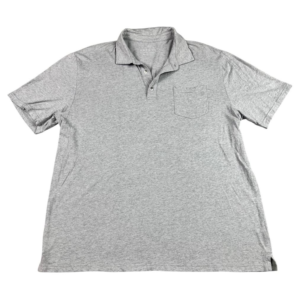 Free Fly Mens Bamboo Blend Pocket Polo Shirt Short Sleeve XXL 2XL Heathered Grey